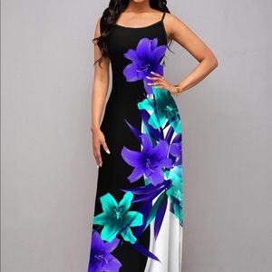 Floral print spaghetti strap maxi dress